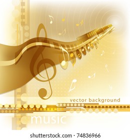 Abstract golden music template with notes. Vector