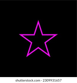 Abstract golden neon luminous star on black background