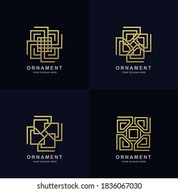 Abstract golden ornament logo set collection. Minimalist, creative, simple, digital, luxury, elegant and modern logo template design.