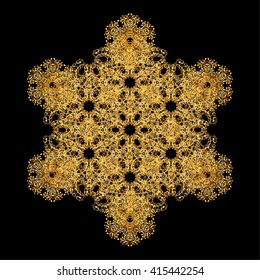 Abstract golden ornament. Oriental vector pattern with arabesque and floral elements.