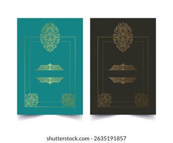 Abstract Golden Ornaments on Green and Black Backgrounds