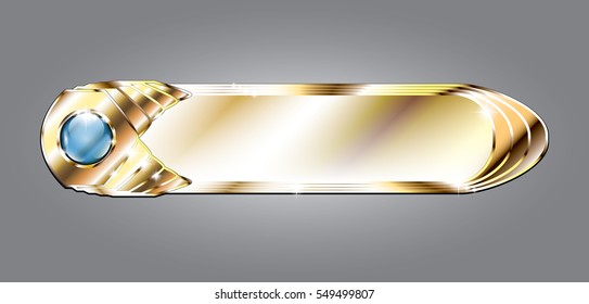 Abstract golden oval background with a blue design element, with space for your text. Vector illustration.