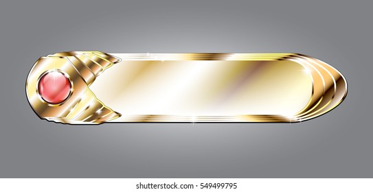 Abstract golden oval background with a red design element, with space for your text. Vector illustration.