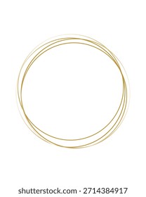 Abstractas círculos finos superpuestos dorados que forman un elegante borde de contorno geométrico. Ilustración vectorial