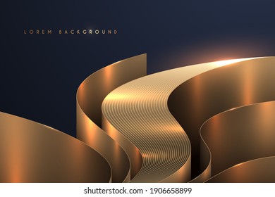 Abstract golden papers background with glow effect