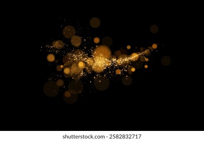 Abstract golden particles form a radiant, dynamic light effect with soft glimmers and a sense of movement, evoking elegance and festive charm.