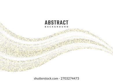 Abstraktes goldenes Teilchen welliges Hintergrund-Banner. Goldene Rasterpunkte Wellendarstellung für Feier und Preisverleihung