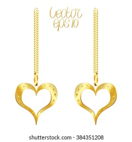 Abstract Golden Pendant with Chain. Vector Illustration