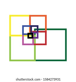 abstract golden ratio in colorful square