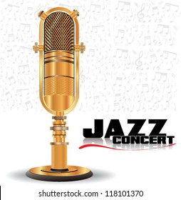 Abstract golden retro microphone - jazz concert