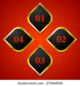 Abstract golden rhombuses. Vector bright infographic background