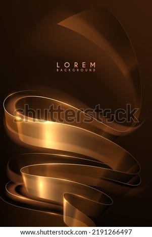 Abstract golden ribbon with light lines