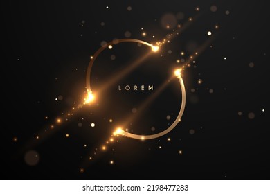 Abstract golden ring with light effect on black background