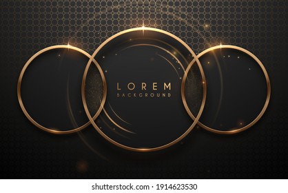 Abstract golden rings background with glow effect