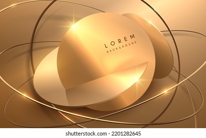 Abstract golden rings background with glow effect