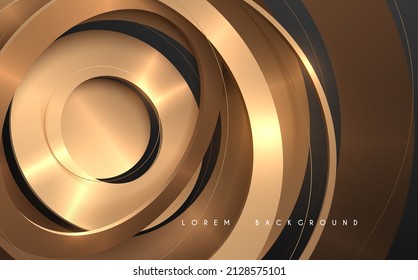 Abstract golden rings on black background