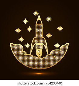 Abstract golden rocket