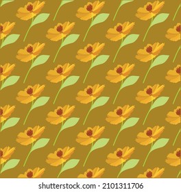 Resumen de patrón floral sin soldadura dorado, fondo de diseño de color vectorial, uso ilustrativo para textiles, papel pintado, tejidos de algodón, ropa, papel impreso, cubiertas, raspado, envoltura de regalo, proyecto, envoltura.