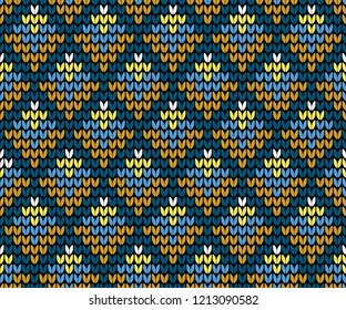 Abstract golden seamless knitting pattern with wave lines background