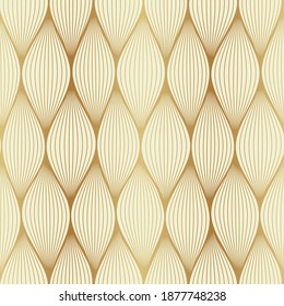 Resumen de un patrón sin soldadura dorado. Textura de fondo de lujo para tela, embalaje, diseño de invitación. Ilustración vectorial de material.