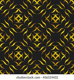 Abstract Golden Seamless pattern on a black background