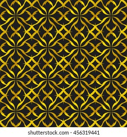 Abstract Golden Seamless pattern on a black background