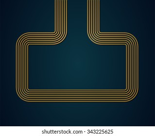 Abstract golden shape on blue background.