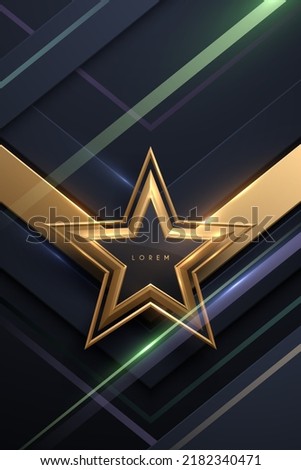Abstract golden shape on geometric lines background