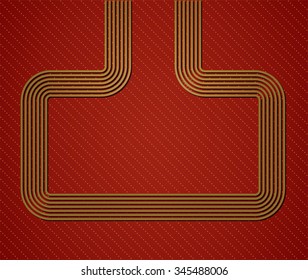 Abstract golden shape on red background.