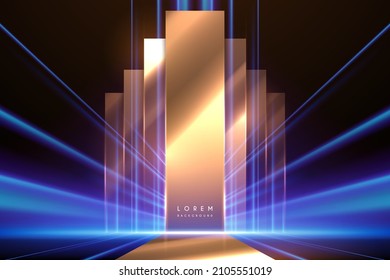 Abstract Golden Shapes With Blue Light Effect