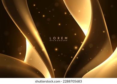 Abstract golden shapes with light effect