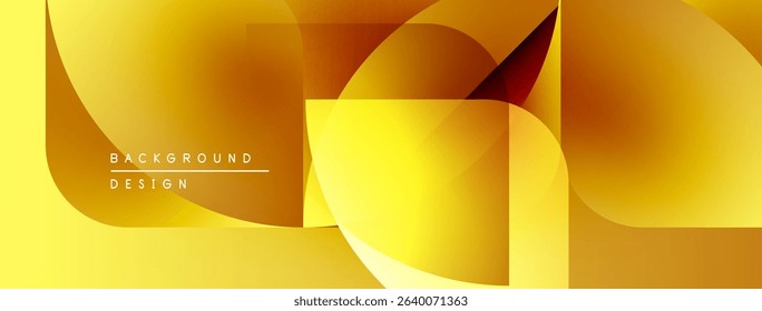 Abstract golden shapes overlap, creating dynamic visual effect. Gradient hues suggest light, depth, modern aesthetic.