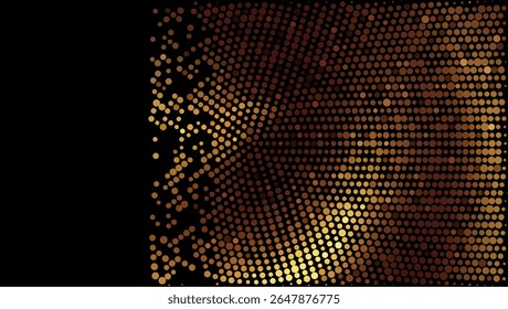 Abstract golden shimmering dotted vector background for luxurious goods and invitations. Concept of rich and wealth. Glittering circular array halftone pattern