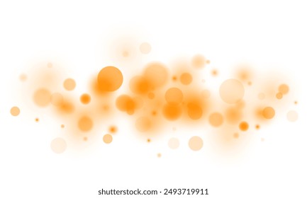 Abstract golden shining bokeh isolated on transparent background. Falling snow isolated on transparent background Bokeh lights png.	
