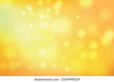 Abstract golden shining bokeh isolated on transparent background. Lights and sparks glitter glowing effect. Lens flare Christmas or New Year holiday card.