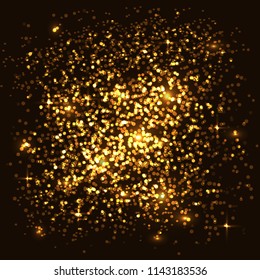 Abstract golden shining dust glitter texture. Spase, sand, stars, celebration, Christmas, sky, night, metallic, party, fireworks, night.