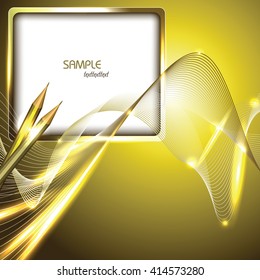 Abstract Golden Shiny Background with Notepad and Pencils.