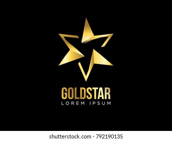 Abstract Golden Shiny Star Logo Sign Symbol Icon