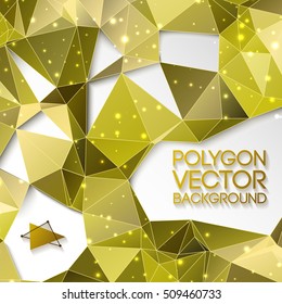 Abstract golden shiny triangle vector background with different shades and lights geometric elements flat vector illustration  