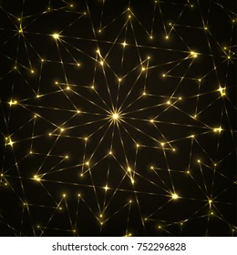 Abstract golden showflake luxury backdrop vector design.