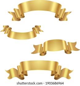 abstract golden silk ribbon bow with tails