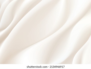 Abstract Golden Silk Vector Background Luxury White Cloth Or Liquid WaveAbstract Or White Fabric Texture Background. Cloth Soft Wave. Creases Of Satin, Silk, And Smooth Elegant Cotton.