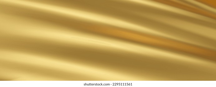 Abstract golden silk vector background. Luxury cloth or liquid wave. Abstract or gold fabric texture background. Gold Cloth soft wave. Creases of satin, silk, and Smooth elegant cotton.