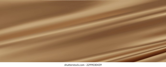 Abstract golden silk vector background. Luxury cloth or liquid wave. Abstract or gold fabric texture background. Gold Cloth soft wave. Creases of satin, silk, and Smooth elegant cotton.