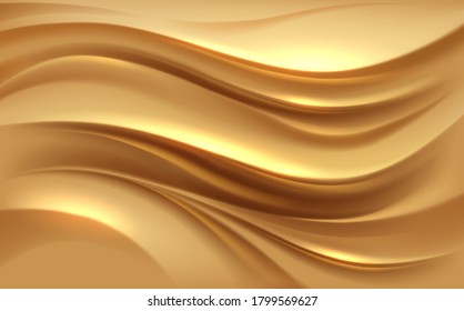 Abstract golden silk waves background