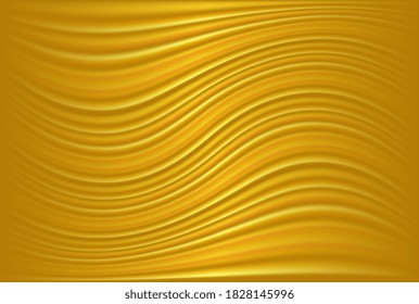 Abstract golden silk waves background. Yellow waves background, gold cloth in wind. Abstract vector wave silk or satin fabric. Abstract Yellow Background with Waves. Vector Illustration. eps10