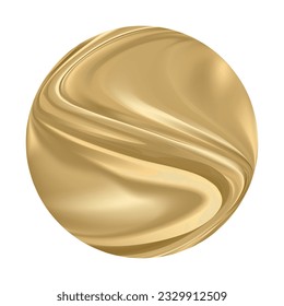 Abstract Golden Silky Circle isolated on a White Background. May be used for mobile phone case decoration, posters, t-shirts, wall art. Gold Melted Round Shape. Vector.