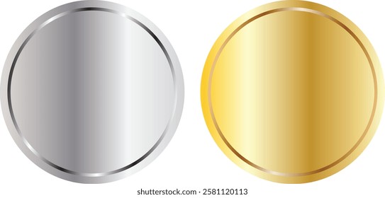 abstract golden silver award medals, blank medals vector.