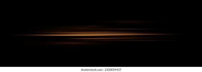 Abstract golden speed neon light effect on black background. Vector illustration.