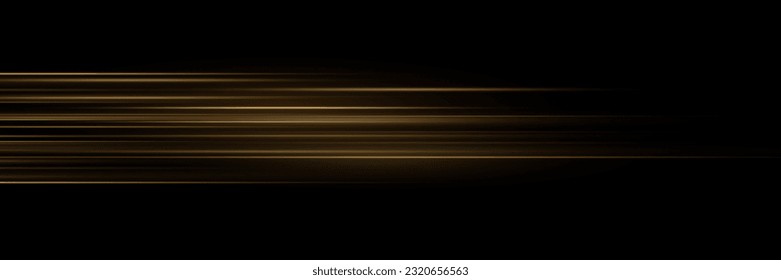 Abstract golden speed neon light effect on black background. Vector illustration.